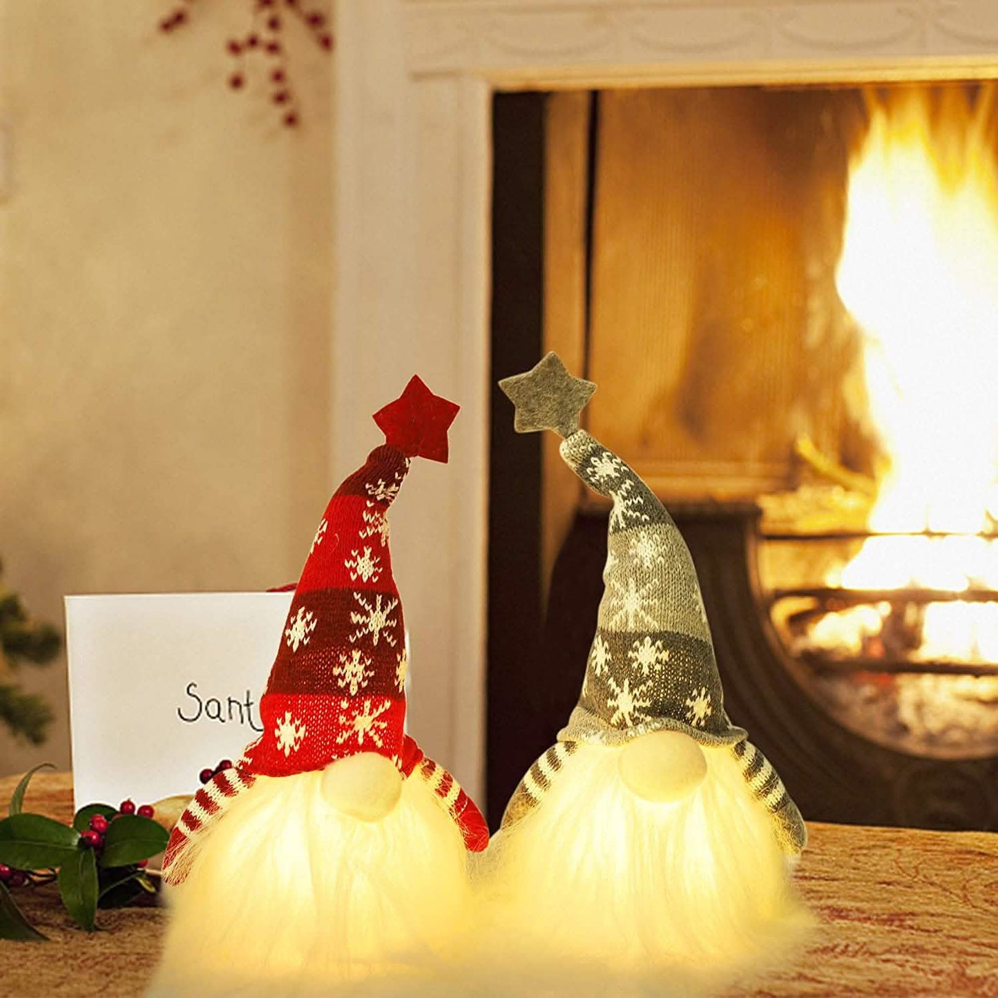 2-Pieces: 11" Lighted Christmas Gnome Santa DailySale