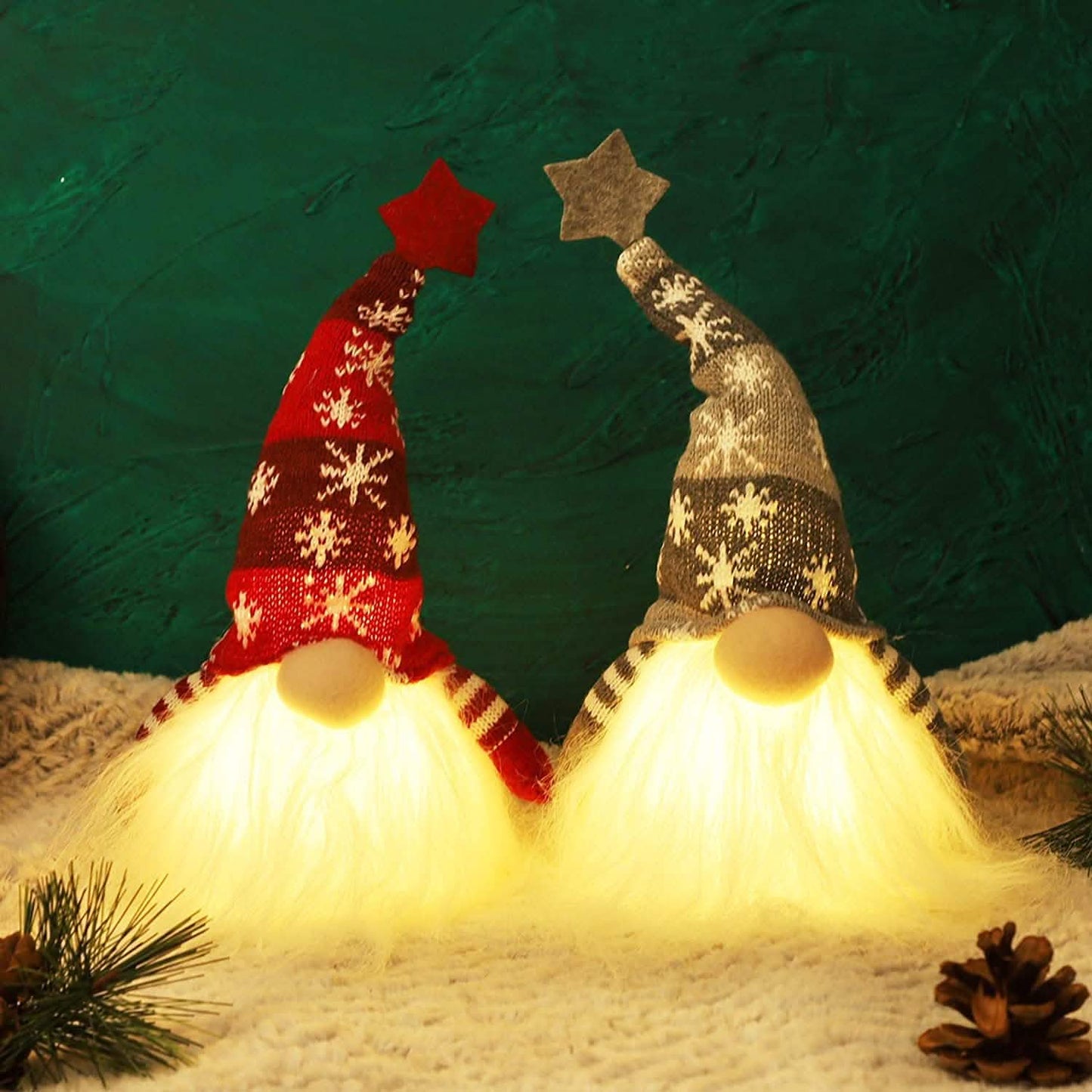 2-Pieces: 11" Lighted Christmas Gnome Santa DailySale