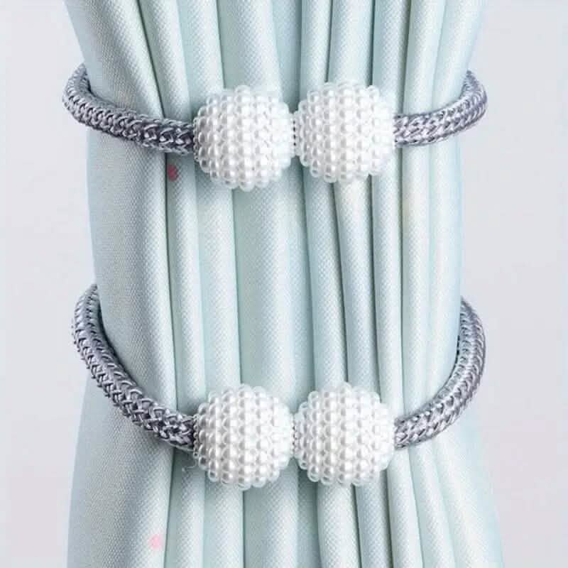 2-Pieces: Magnetic Curtain Tiebacks with Faux Pearls DailySale