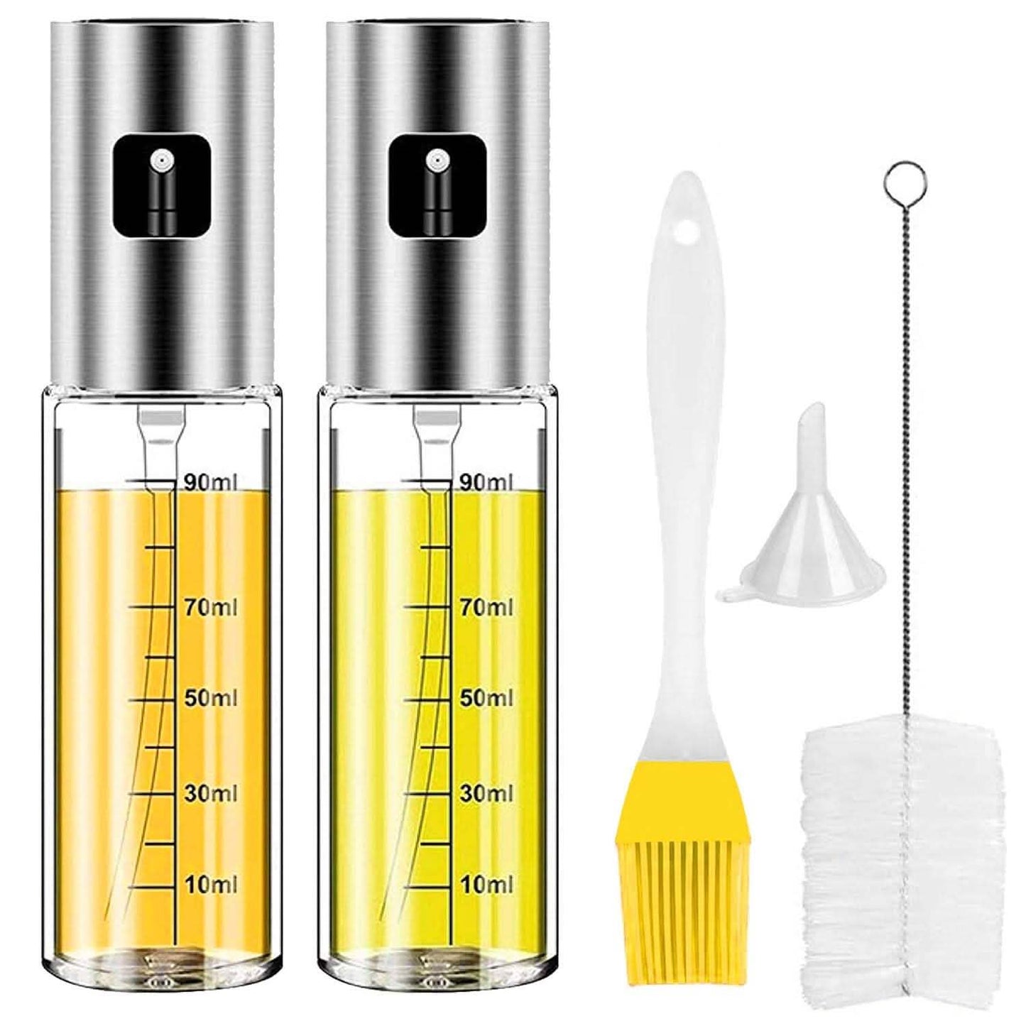 2-Pieces: Oil Dispenser Mister Refillable Stainless Steel Glass Vinegar with Measurement Oil Control Diet DailySale