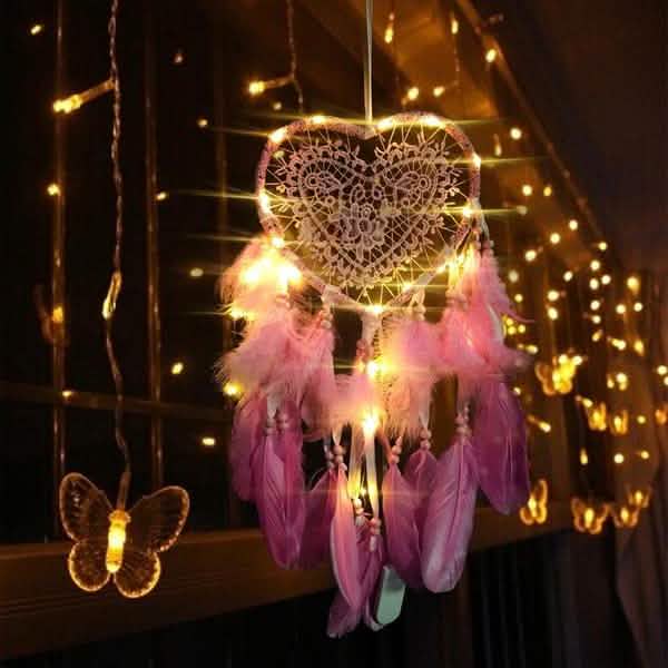 2-Pieces: Romantic LED Dream Catcher with Feather Dreamcatcher Night Light DailySale