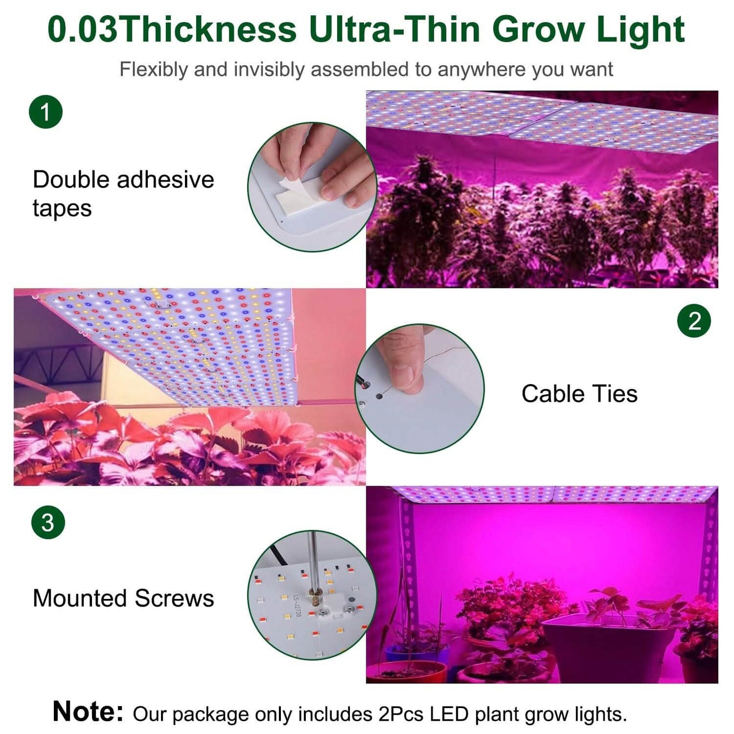 2-Pieces: Ultra-Thin LED Grow Lights for Indoor Plants with 126 LEDs DailySale