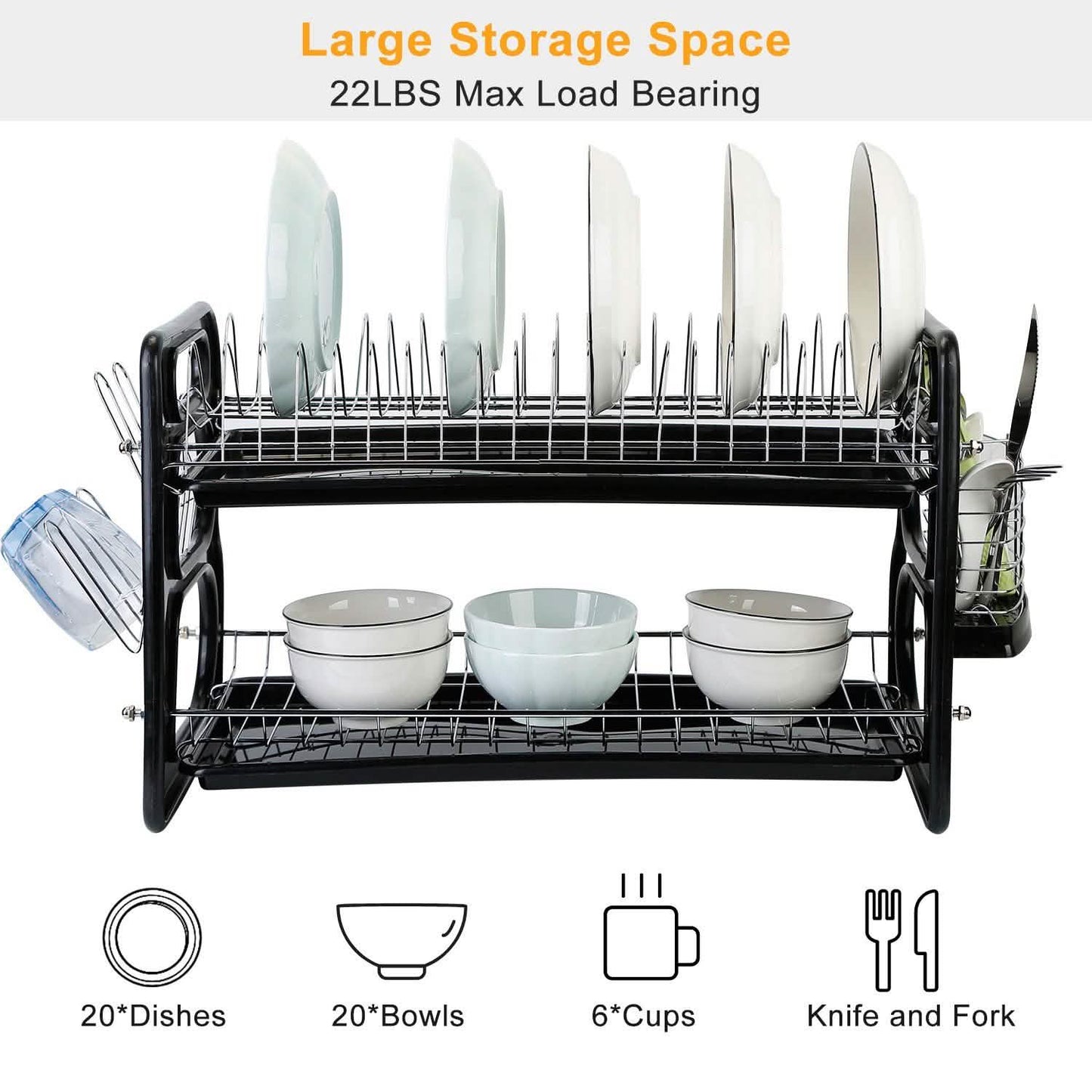 2-Tier Dish Drying Rack Drainboard Set DailySale