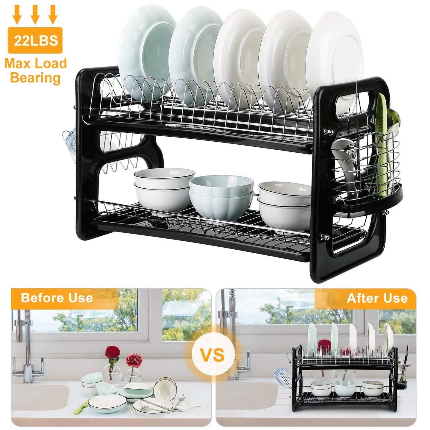 2-Tier Dish Drying Rack Drainboard Set DailySale
