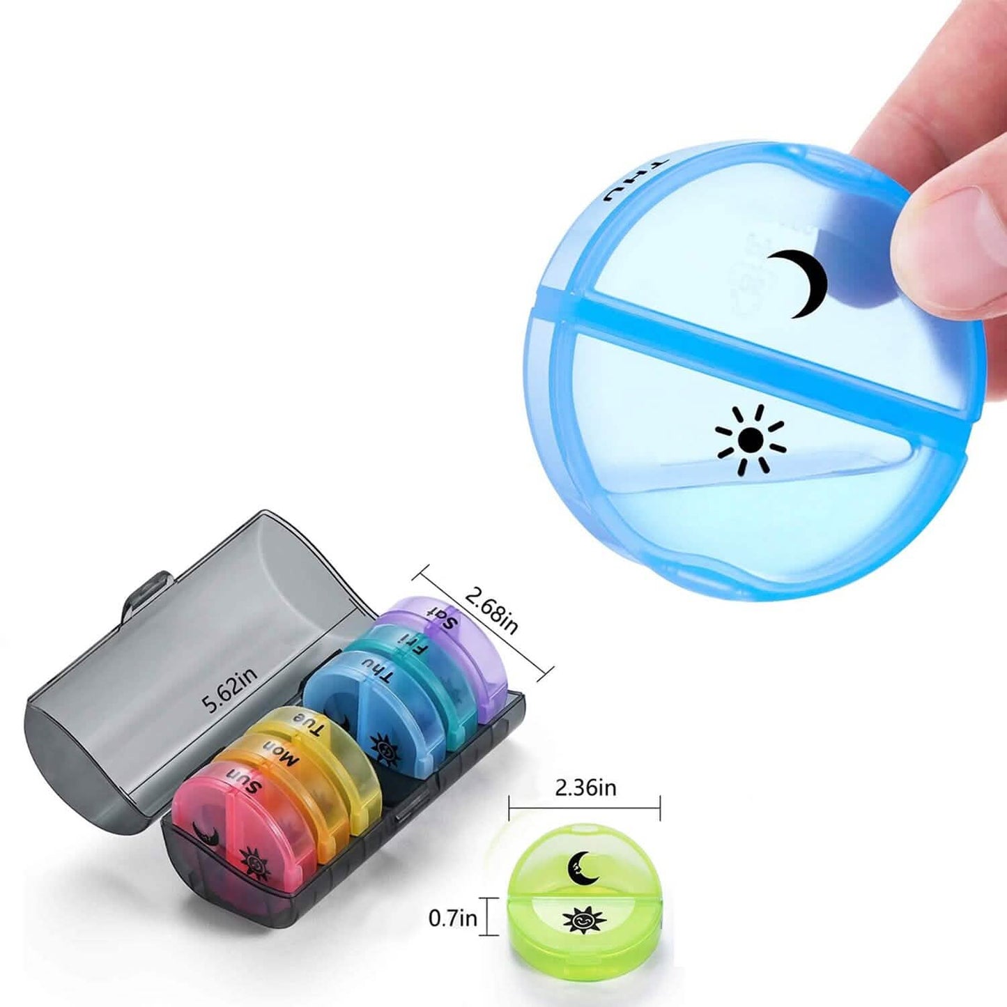 2 Times A Day AM PM Weekly Pill Organizer Large Daily Pill Box With Black Case For Travel DailySale