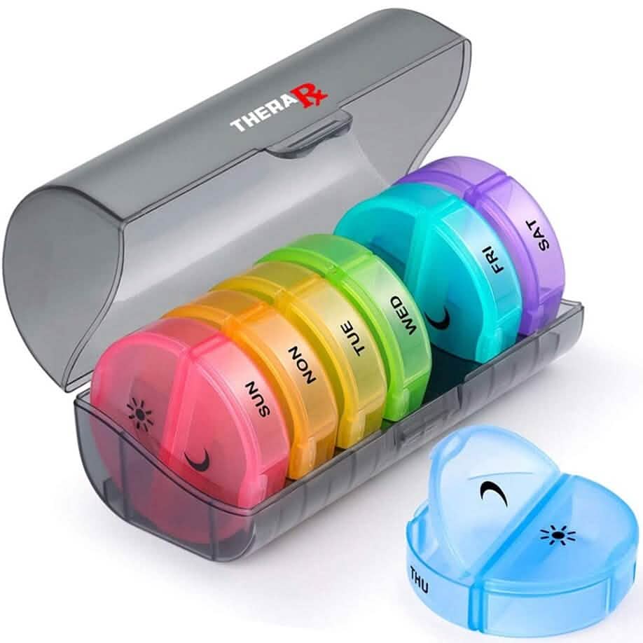 2 Times A Day AM PM Weekly Pill Organizer Large Daily Pill Box With Black Case For Travel DailySale