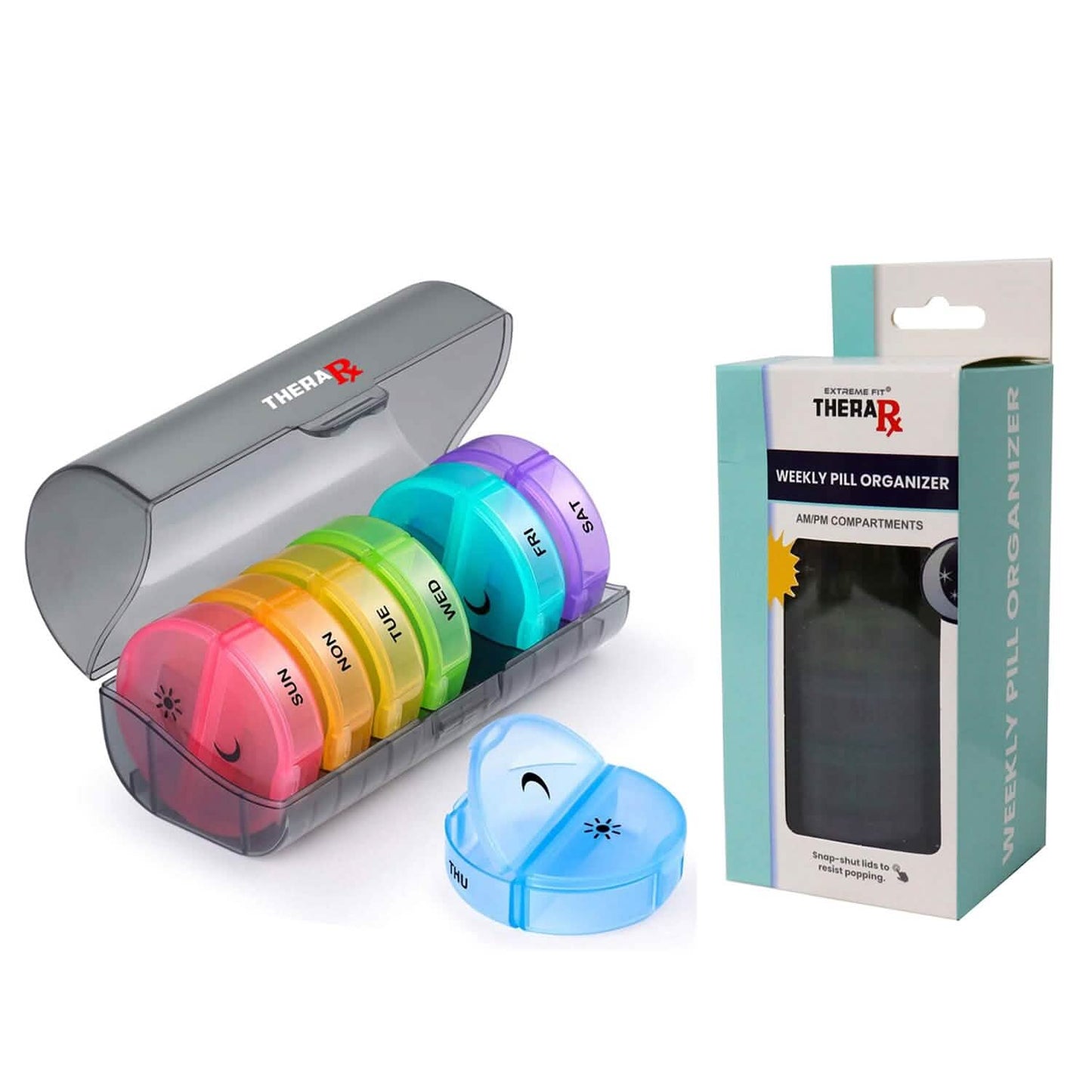 2 Times A Day AM PM Weekly Pill Organizer Large Daily Pill Box With Black Case For Travel DailySale