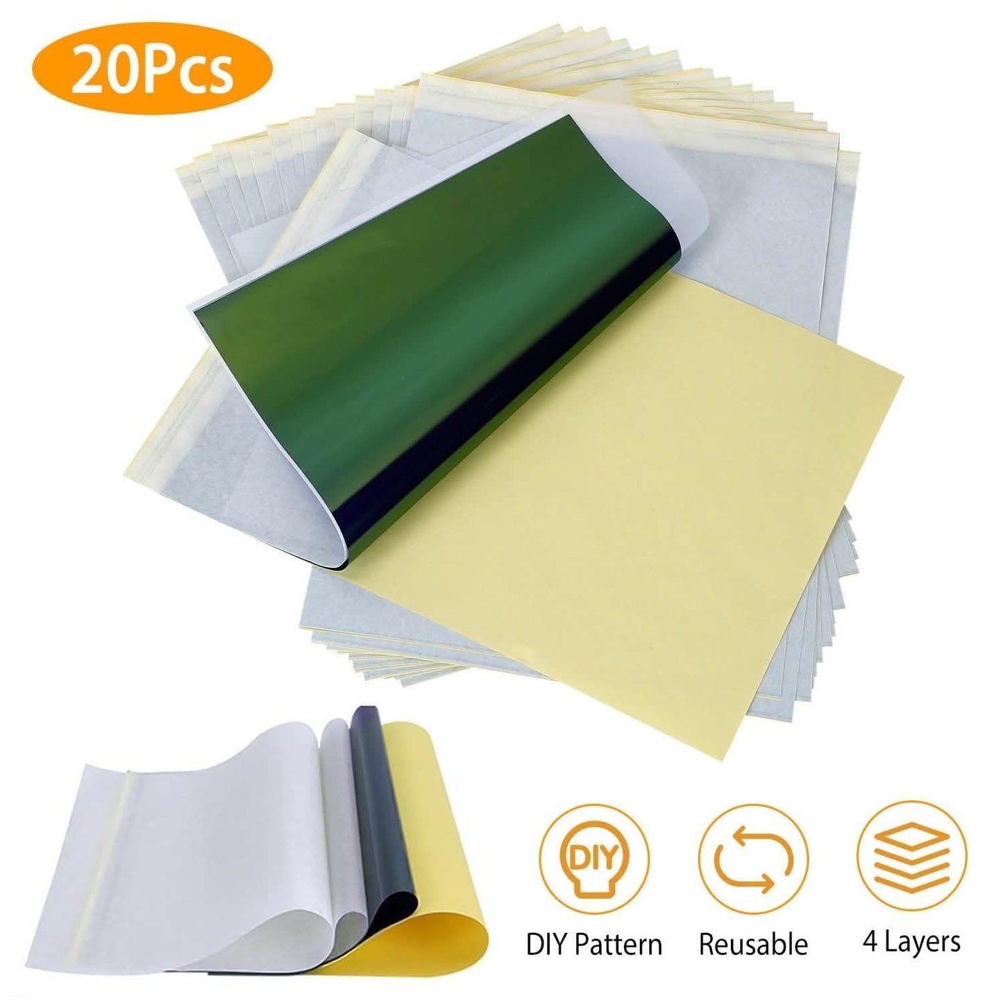 20-Pieces: Tattoo Transfer Paper 4 Layers Tattooing Skin Tattoo Kit A4 DailySale