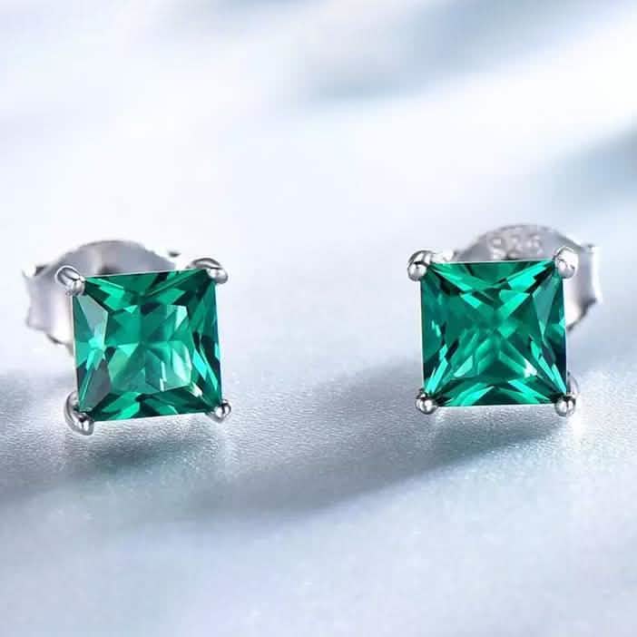 2.00 CTTW Sterling Silver Emerald Princess Cut Studs DailySale