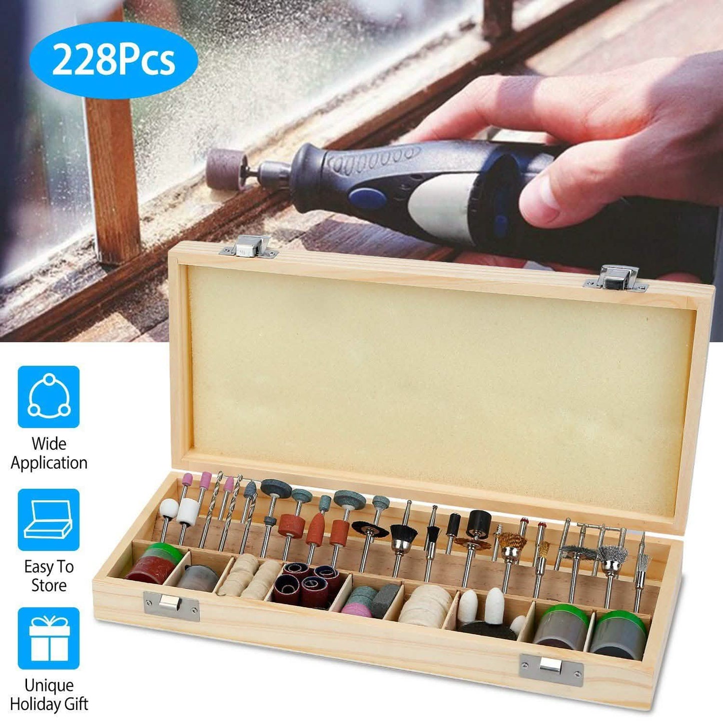 228-Piece: Rotary Dremel Accessory Tool Kit DailySale