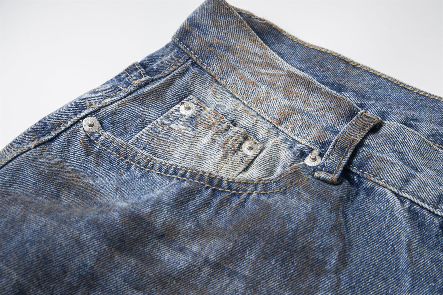Destroyed Dirty Wash Denim Jeans - Grunge Aesthetic Distressed | LuxuryUrbanwear - Luxuryurbanwear