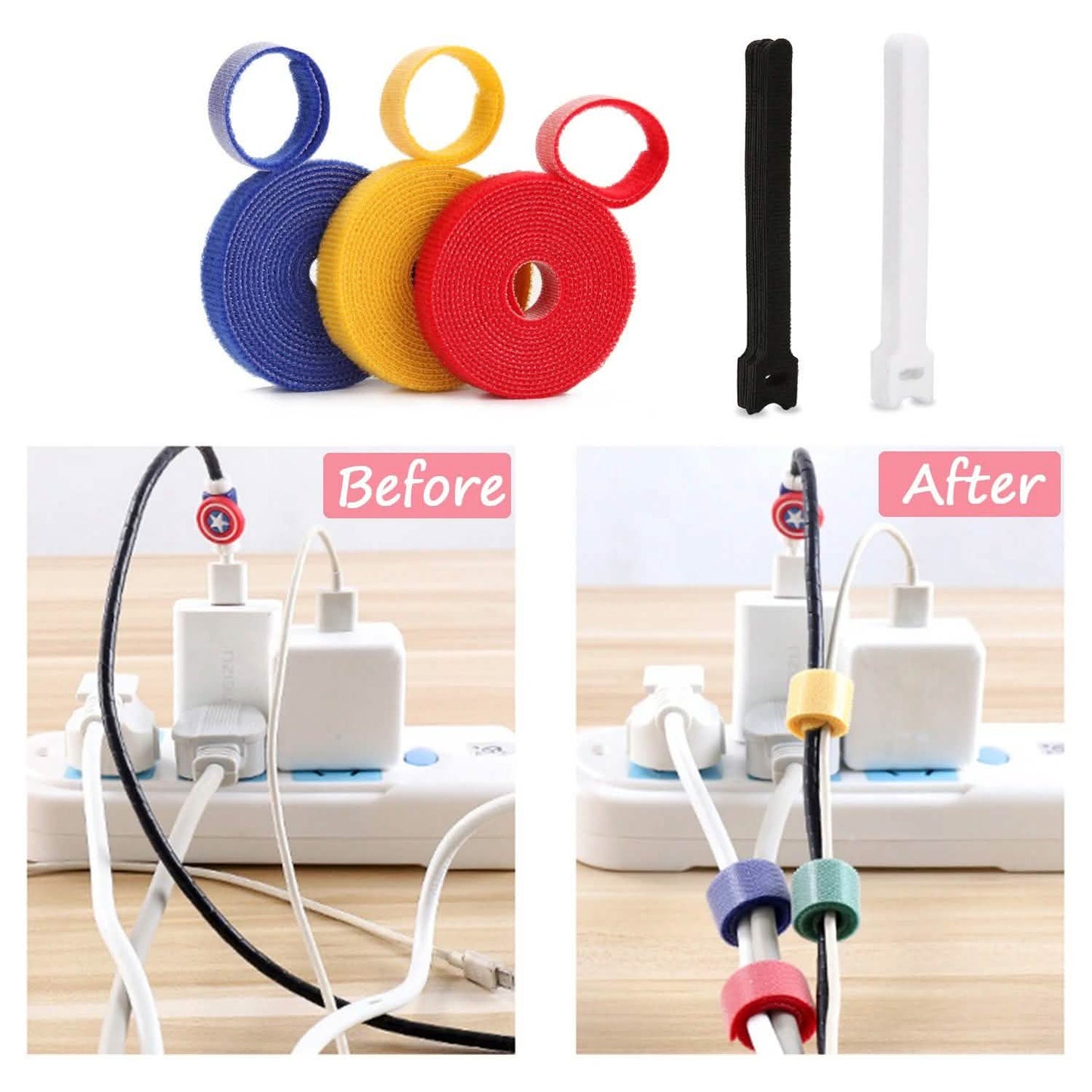 23-Piece: AGPtek Reusable Nylon Fastening Cable Ties Rolls With Cable Straps Organizer DailySale