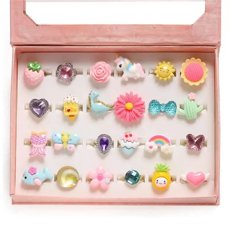 24 Adorable Pink Sheep Little Girl Jewel Rings DailySale