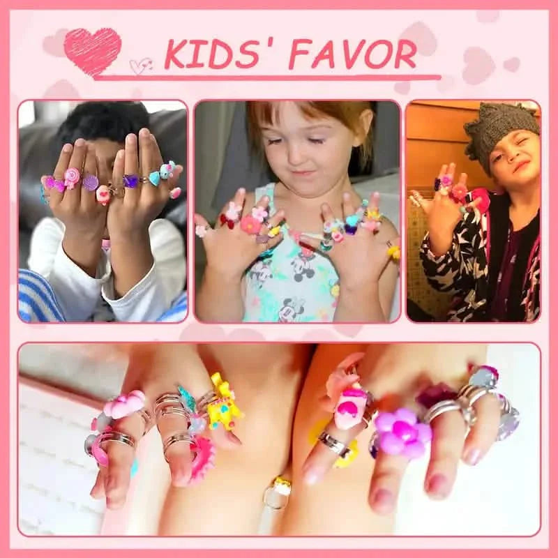 24 Adorable Pink Sheep Little Girl Jewel Rings DailySale