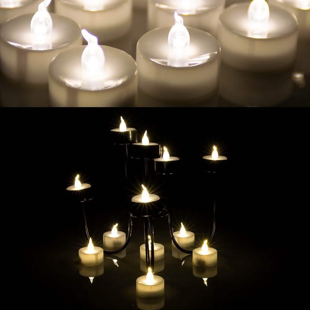 24-Piece: Warm White Tealights Timer Flameless Smokeless Candles DailySale