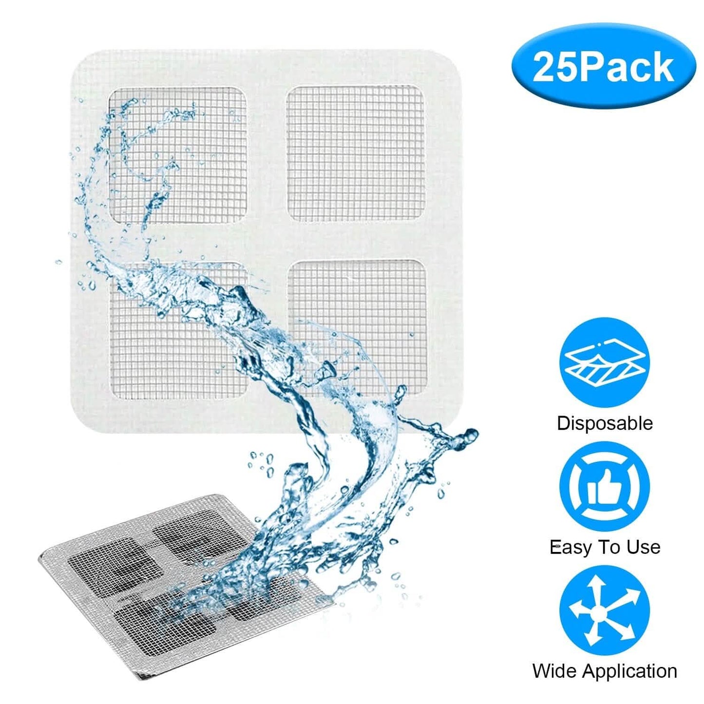 25-Pack: 3.94 x 3.94" Disposable Floor Drain Sticker Hair Catcher DailySale