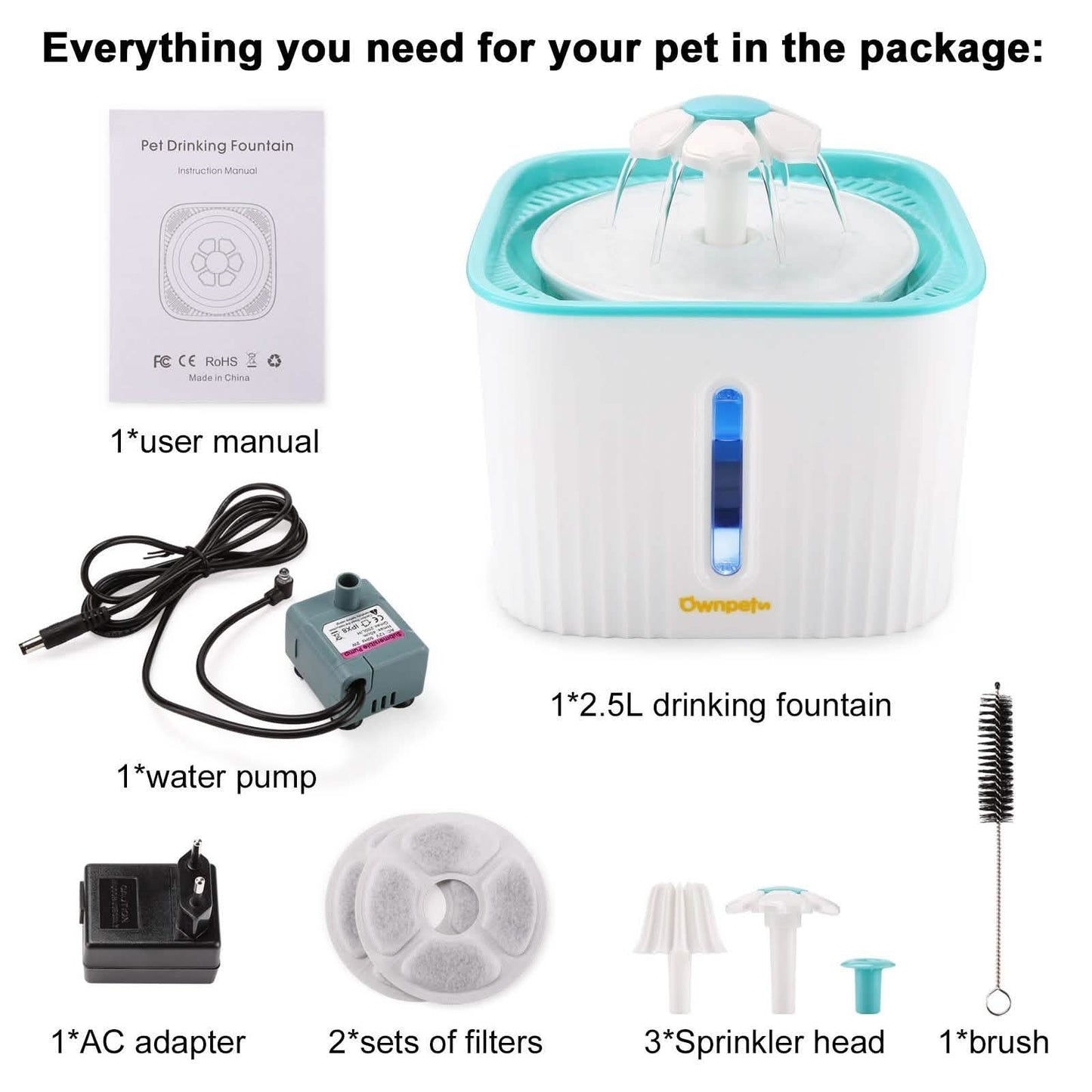 2.5L Super Quiet Cat Water Fountain Bowl Pet Drinking Dispenser DailySale