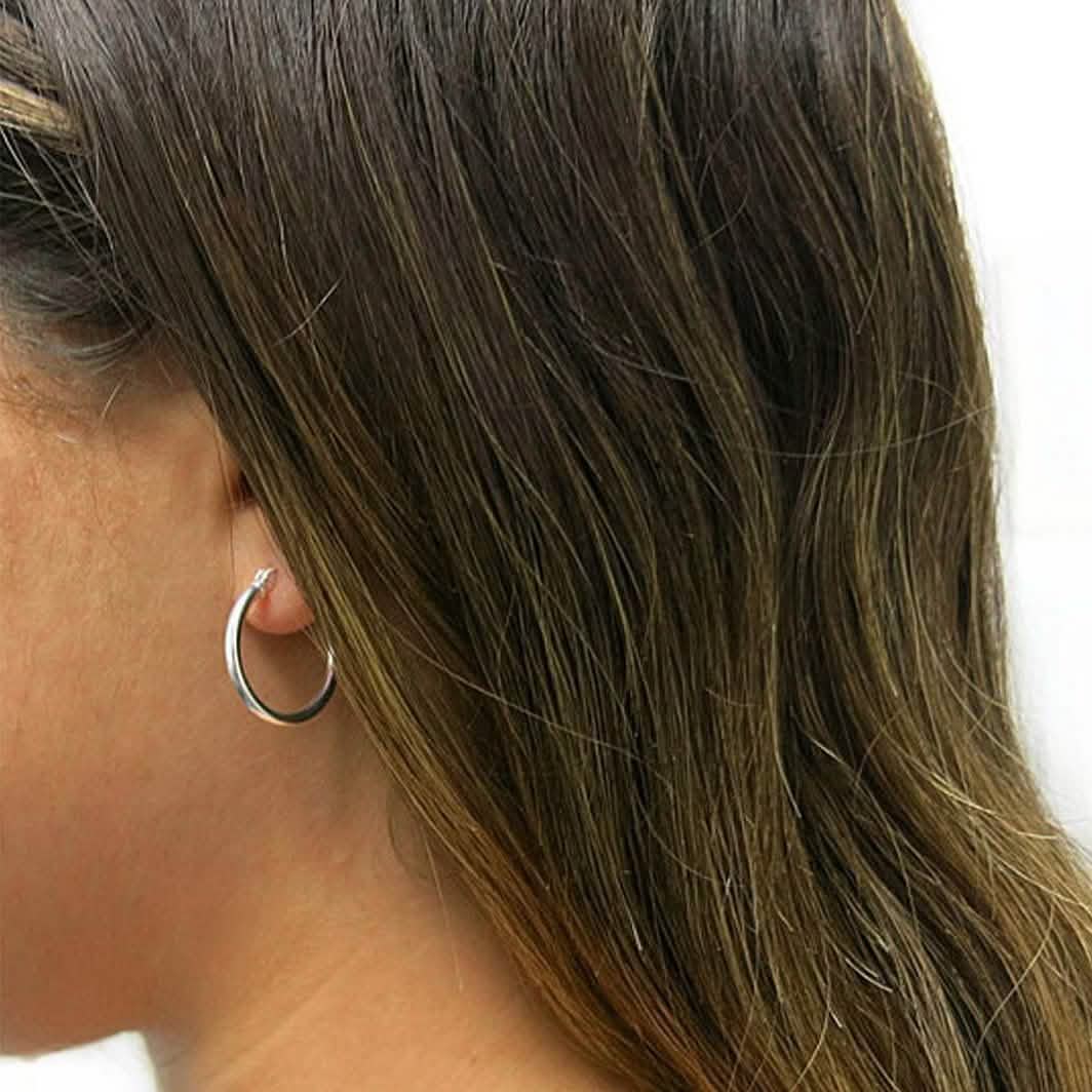 25mm Solid Sterling Silver Classic French Lock Hoops DailySale