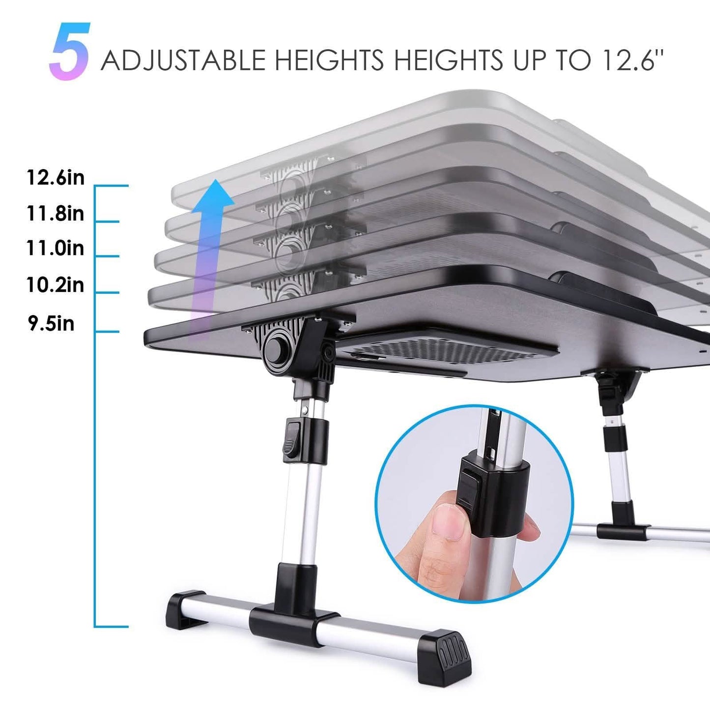 26.6 Foldable Adjustable Laptop Tray Stand Desk with CPU Cooling Fans & Mouse Pad DailySale