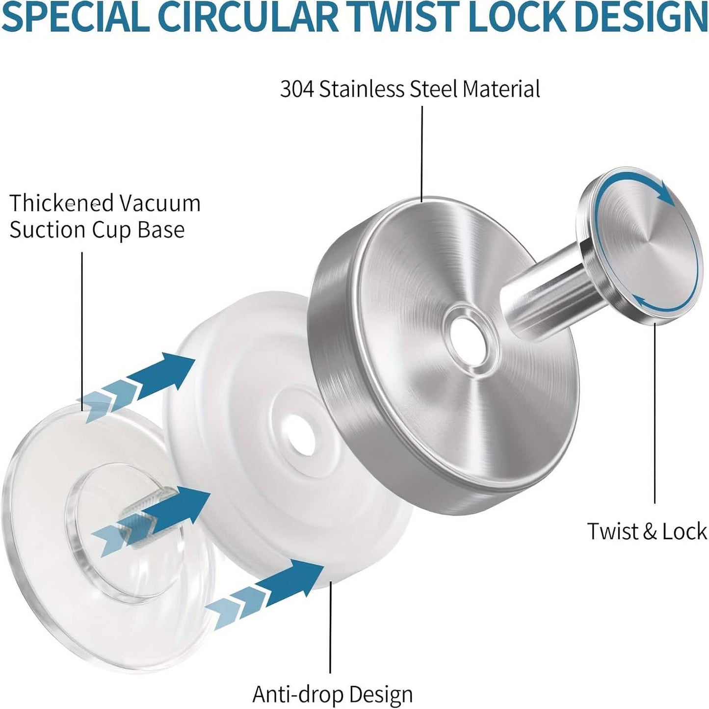 2-Pack: Strong Suction Cup Hooks – Silver Brushed Stainless Steel, No Drilling Required DailySale