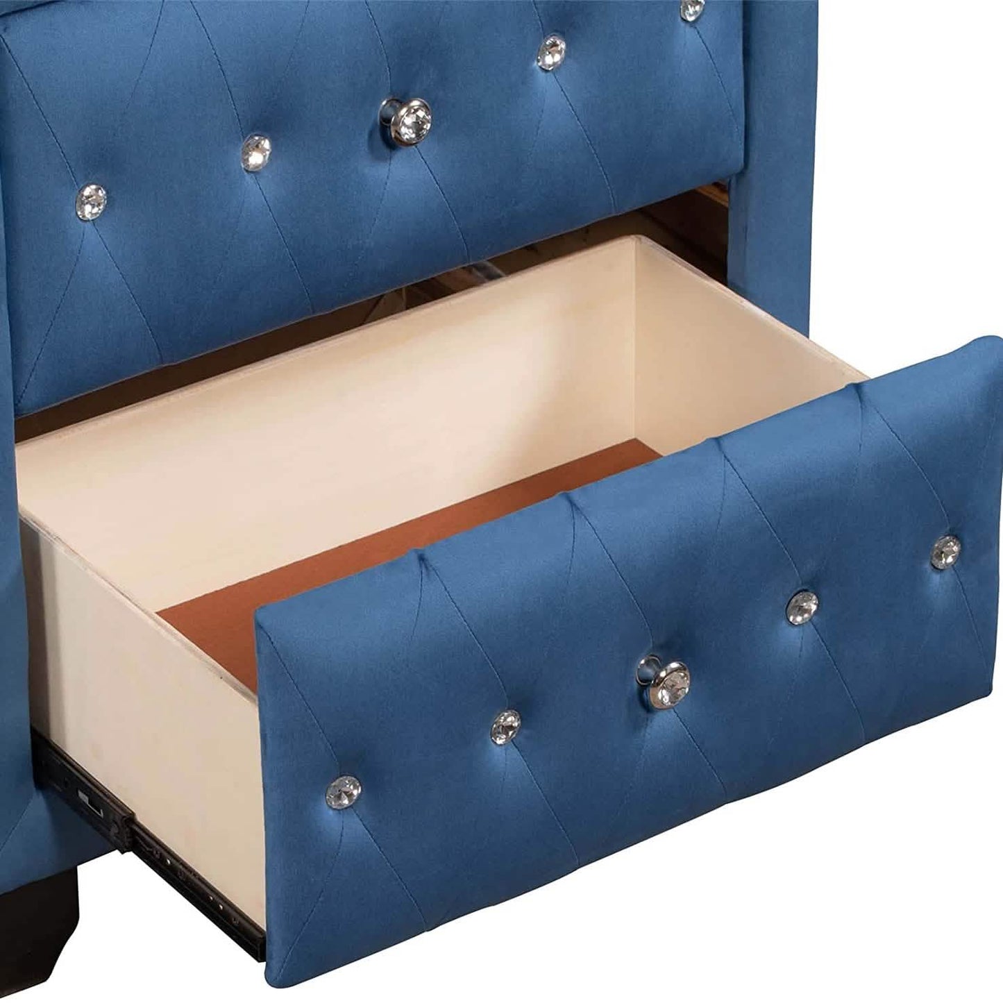 27.9" Tall Bedside Table Blue Upholstered Velvet 2-Drawer Nightstand DailySale