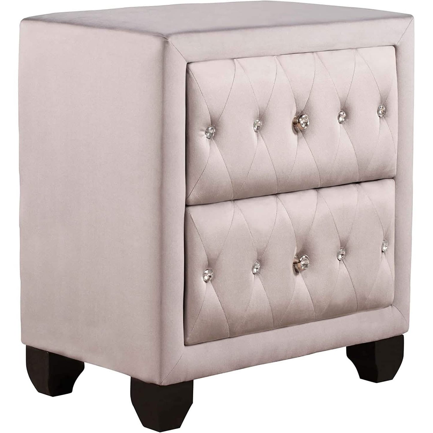 27.9" Tall Bedside Table Blue Upholstered Velvet 2-Drawer Nightstand DailySale