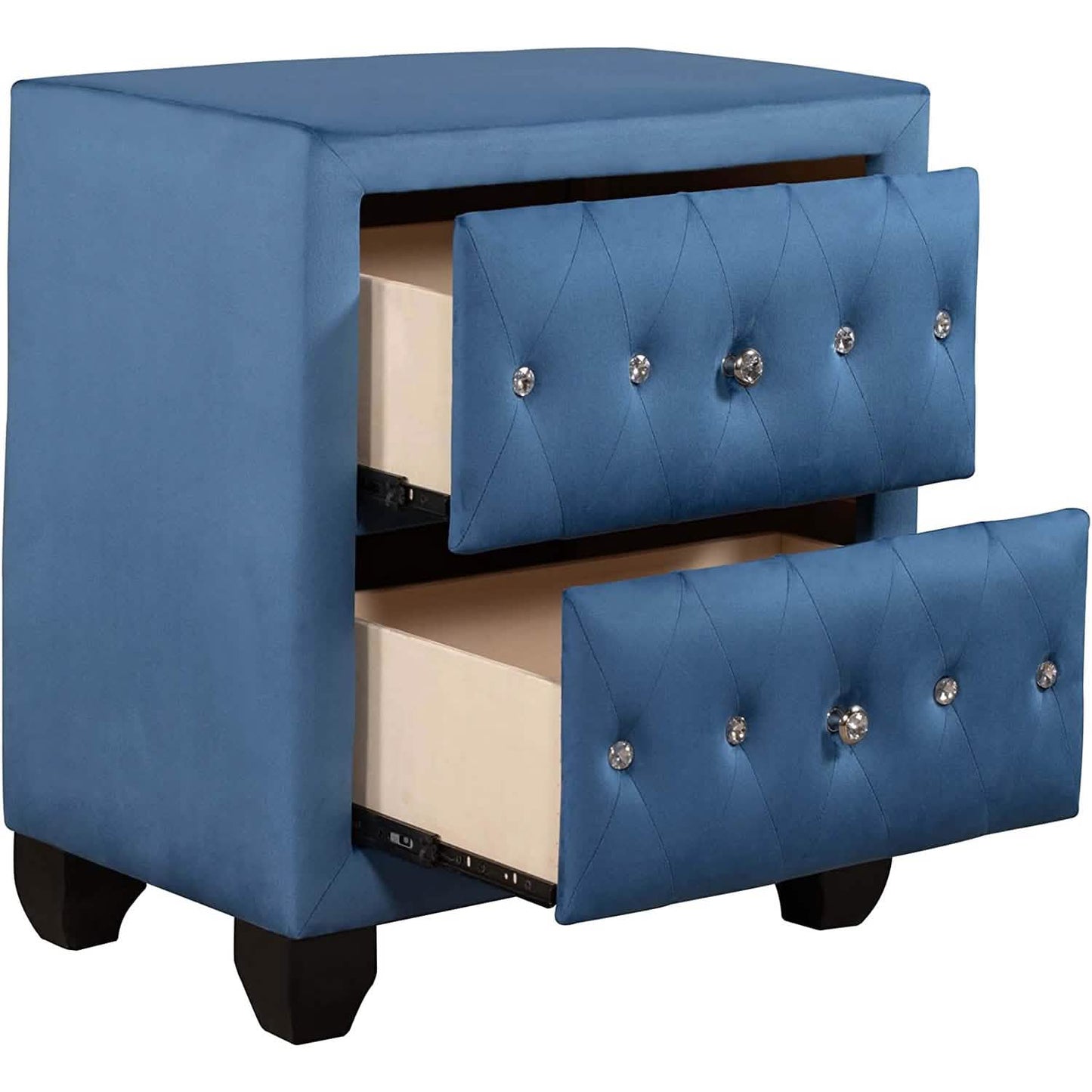 27.9" Tall Bedside Table Blue Upholstered Velvet 2-Drawer Nightstand DailySale