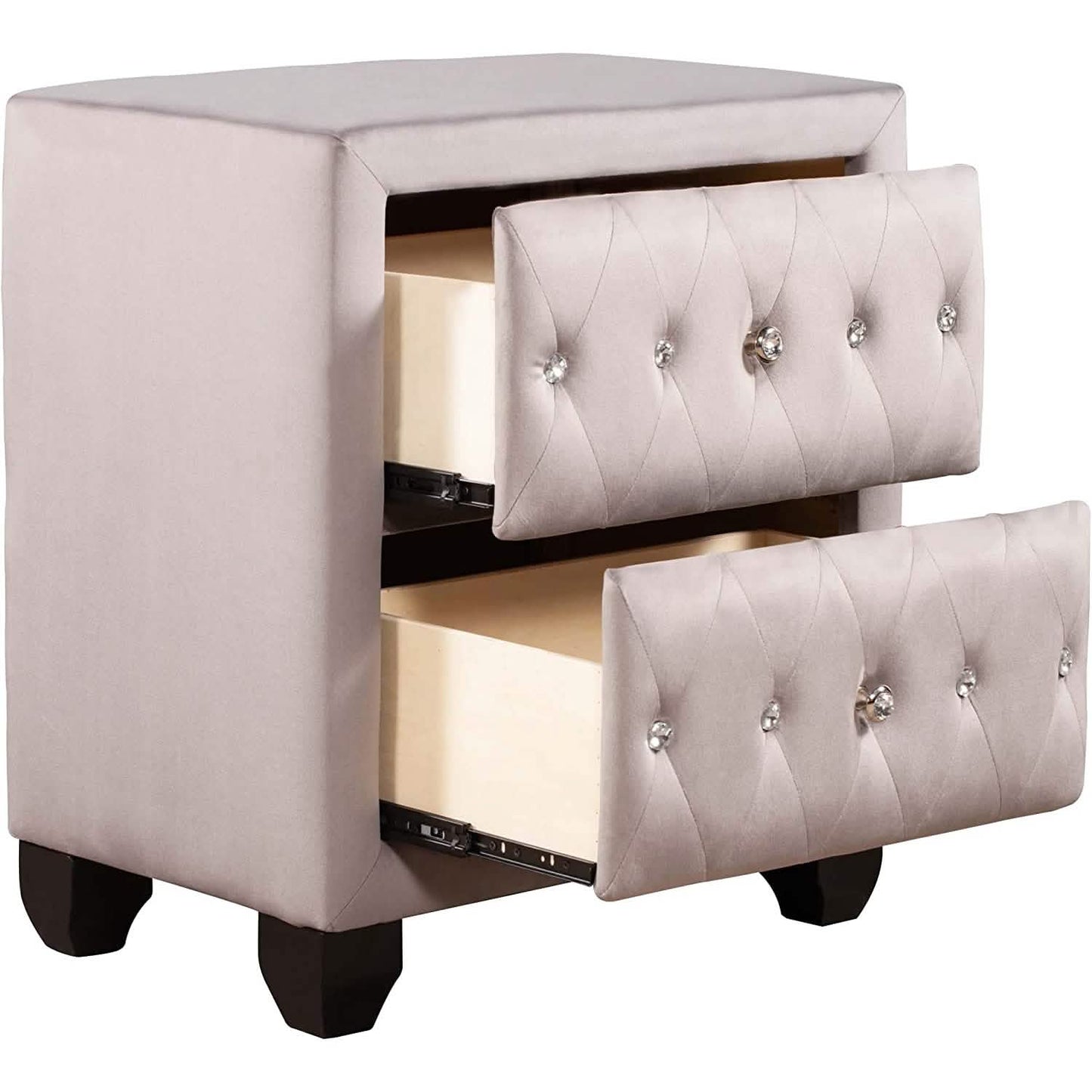 27.9" Tall Bedside Table Blue Upholstered Velvet 2-Drawer Nightstand DailySale