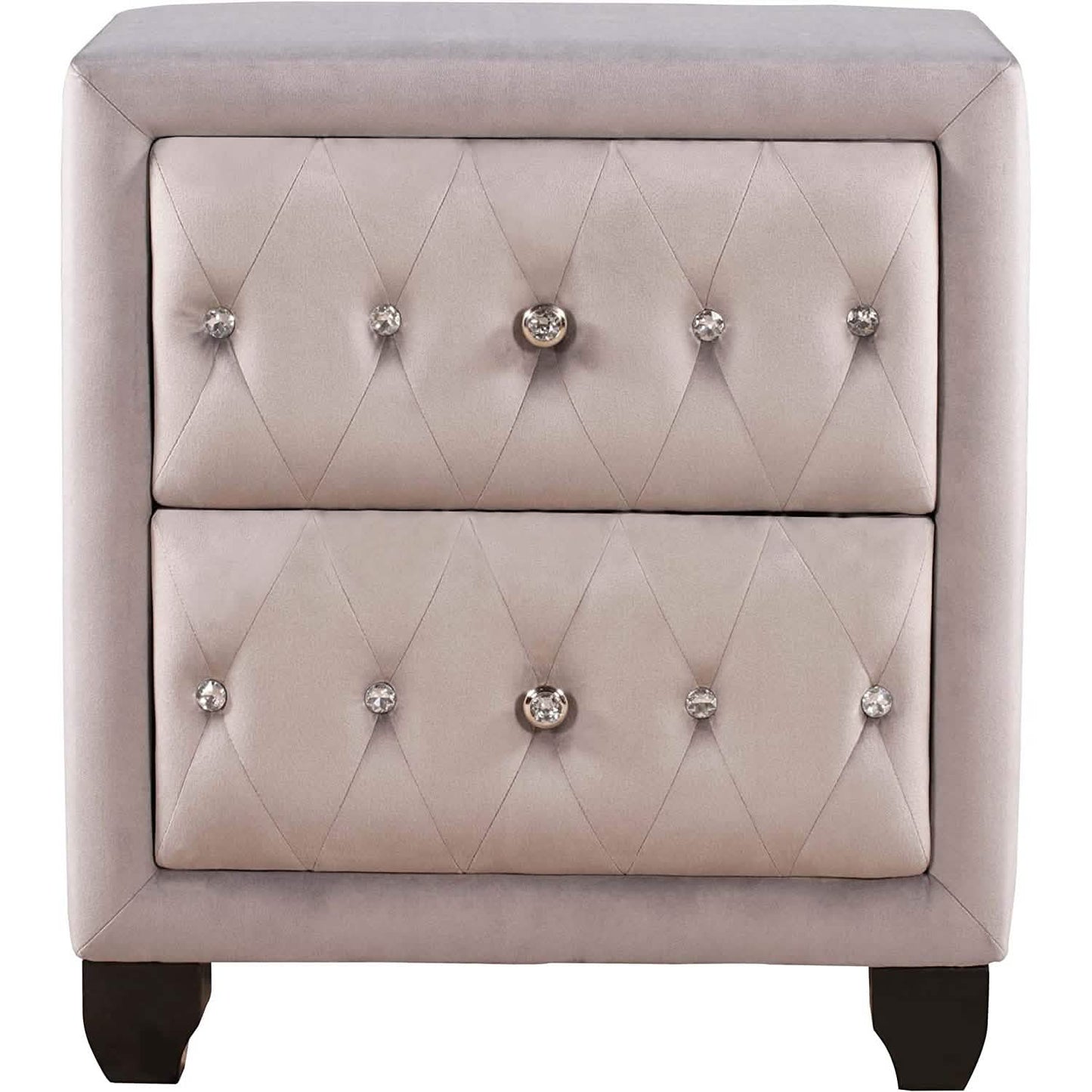 27.9" Tall Bedside Table Blue Upholstered Velvet 2-Drawer Nightstand DailySale