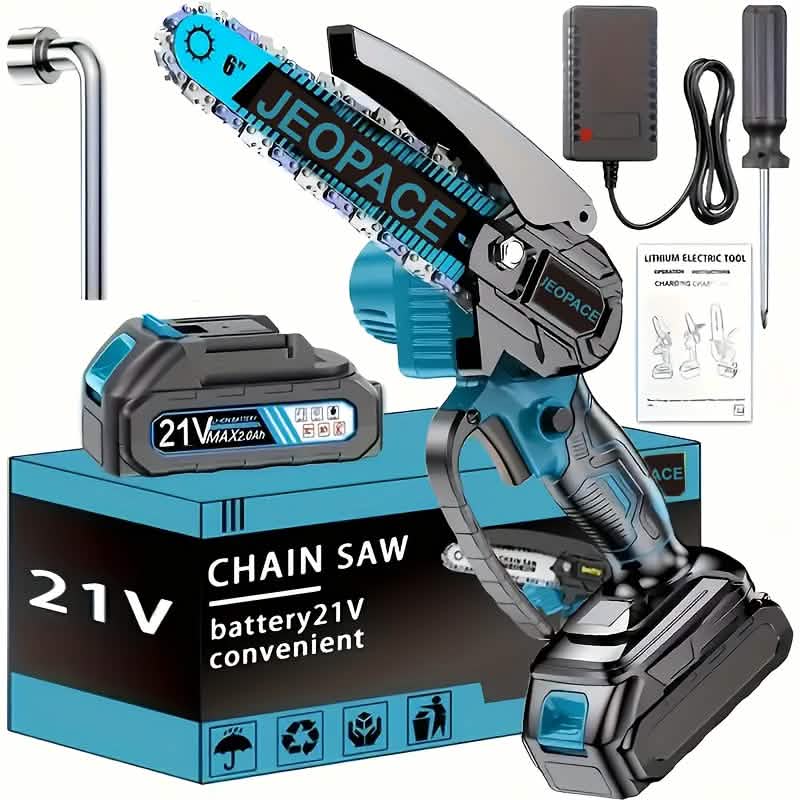 21V 4-6 Inch Cordless Chainsaw Kit with Built-in Lubrication, Battery and Charger DailySale