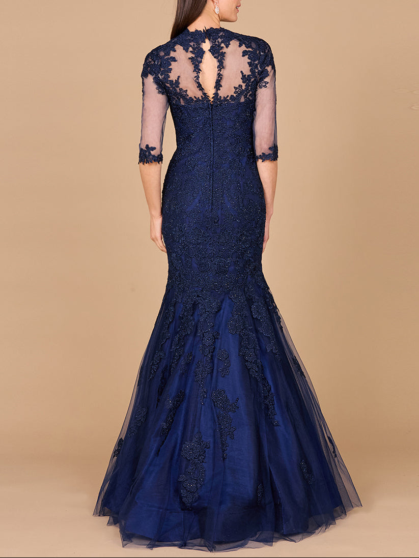 Long Sleeve, Mermaid Lace Gown Lara New York