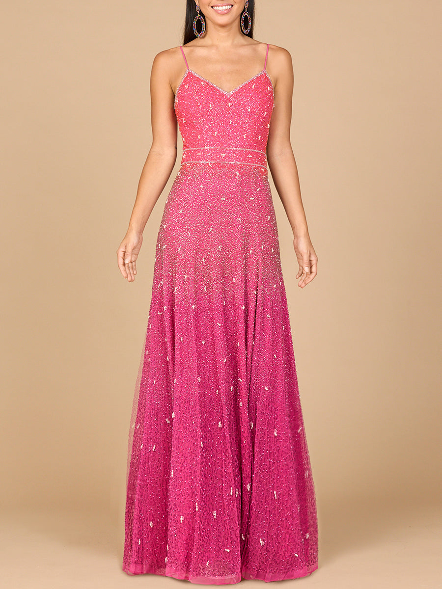Ombre Beaded Gown - OUTLET Lara New York