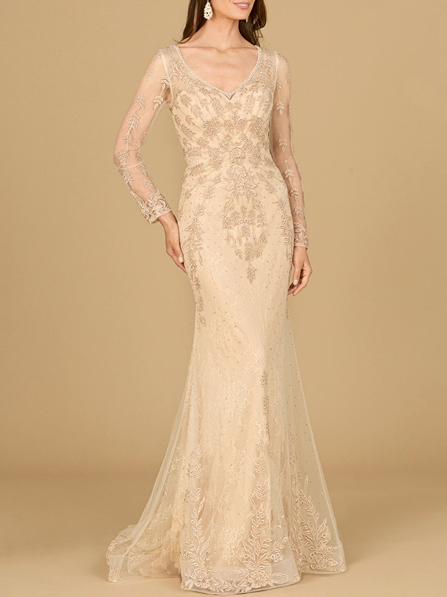 Long Sleeve Lace Mermaid Gown Lara New York