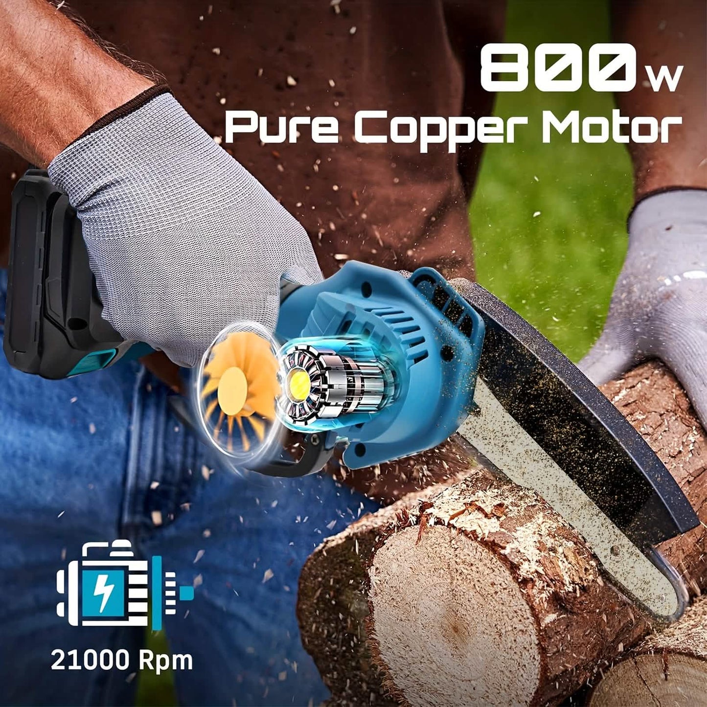 6-inch Cordless Mini Chainsaw – Handheld Electric, Lightweight, Battery-Powered DailySale