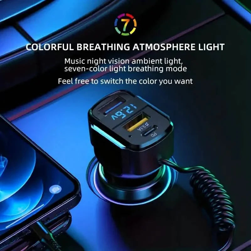 3-in-1 65W 3-port USB PD Fast Car Charger DailySale