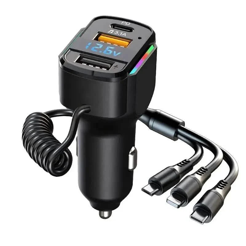 3-in-1 65W 3-port USB PD Fast Car Charger DailySale