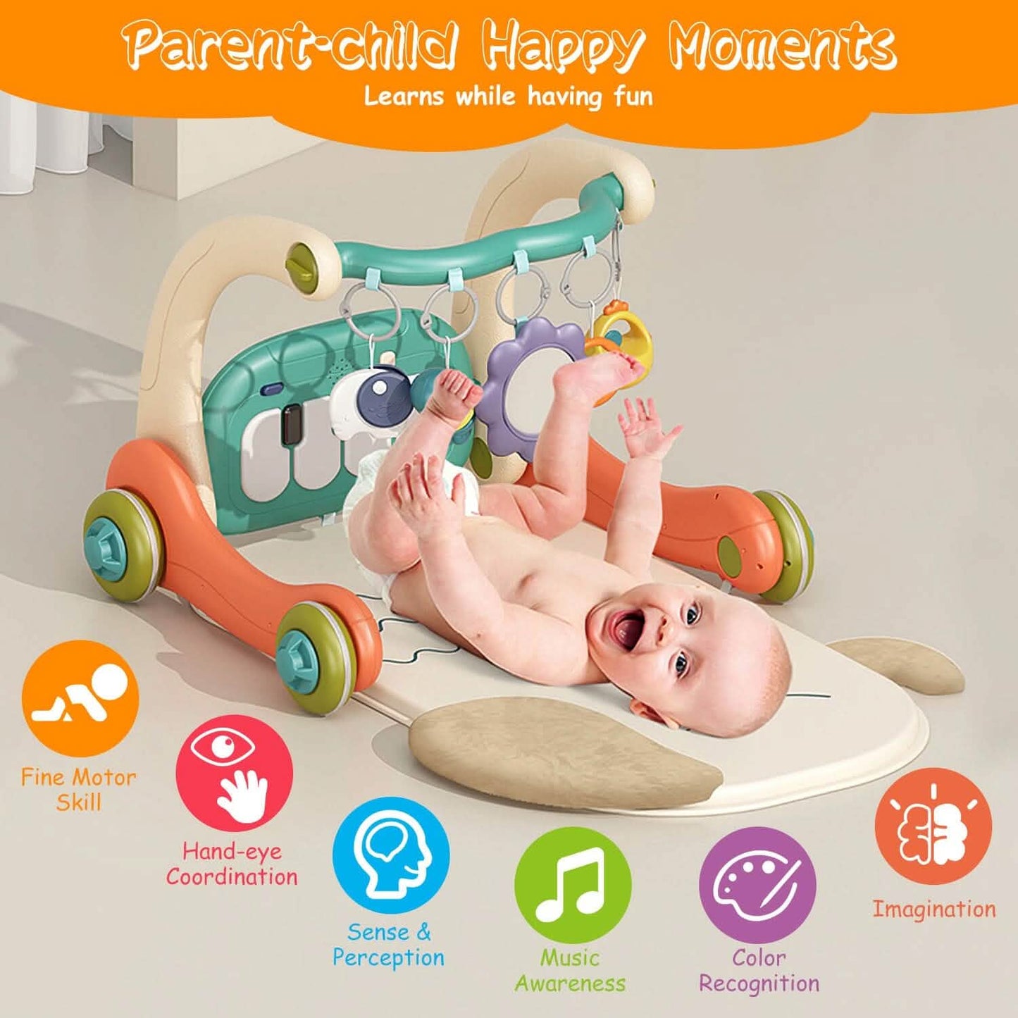 3-in-1 Baby Gym Playmat with Learning Walker for 0-12 Months Old DailySale