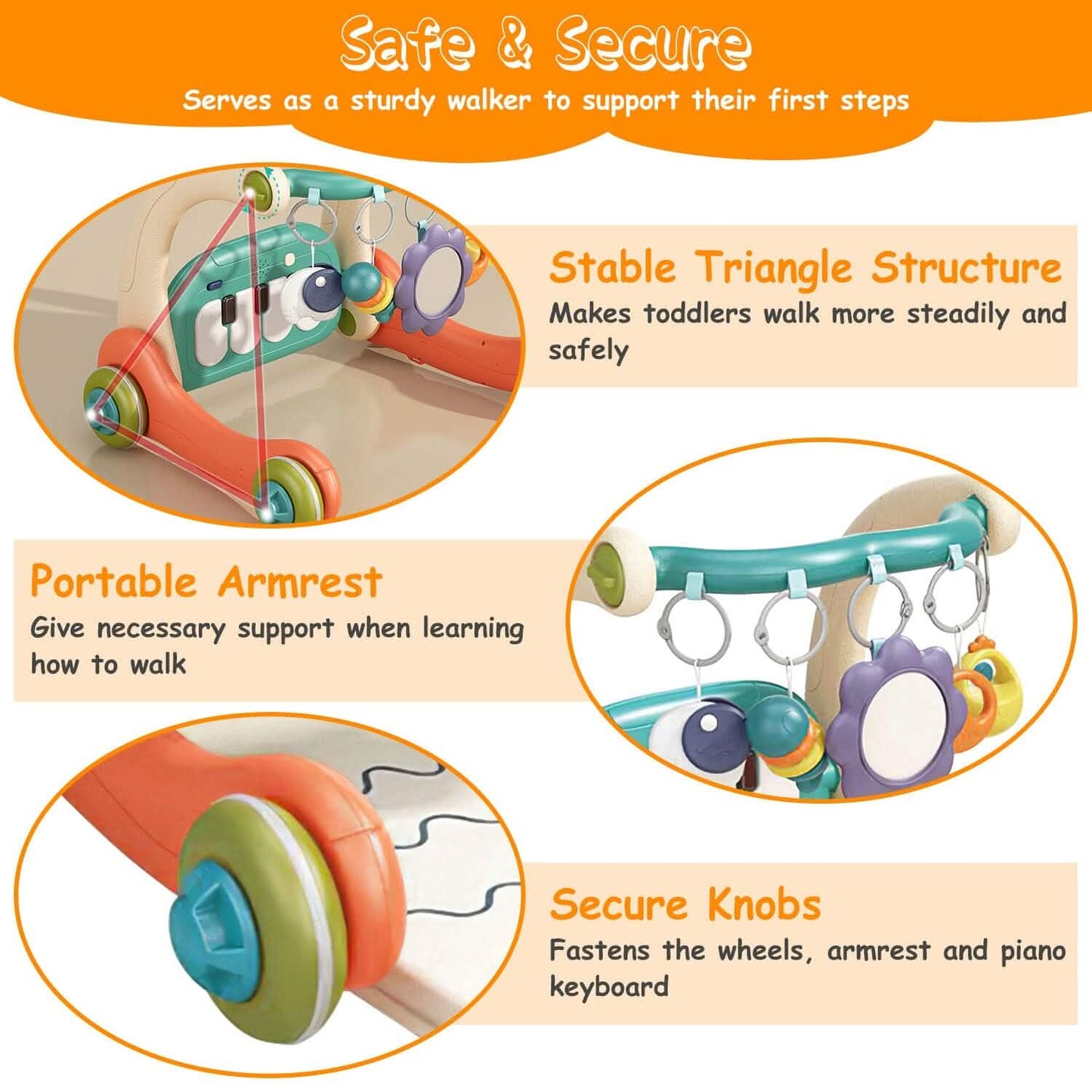 3-in-1 Baby Gym Playmat with Learning Walker for 0-12 Months Old DailySale
