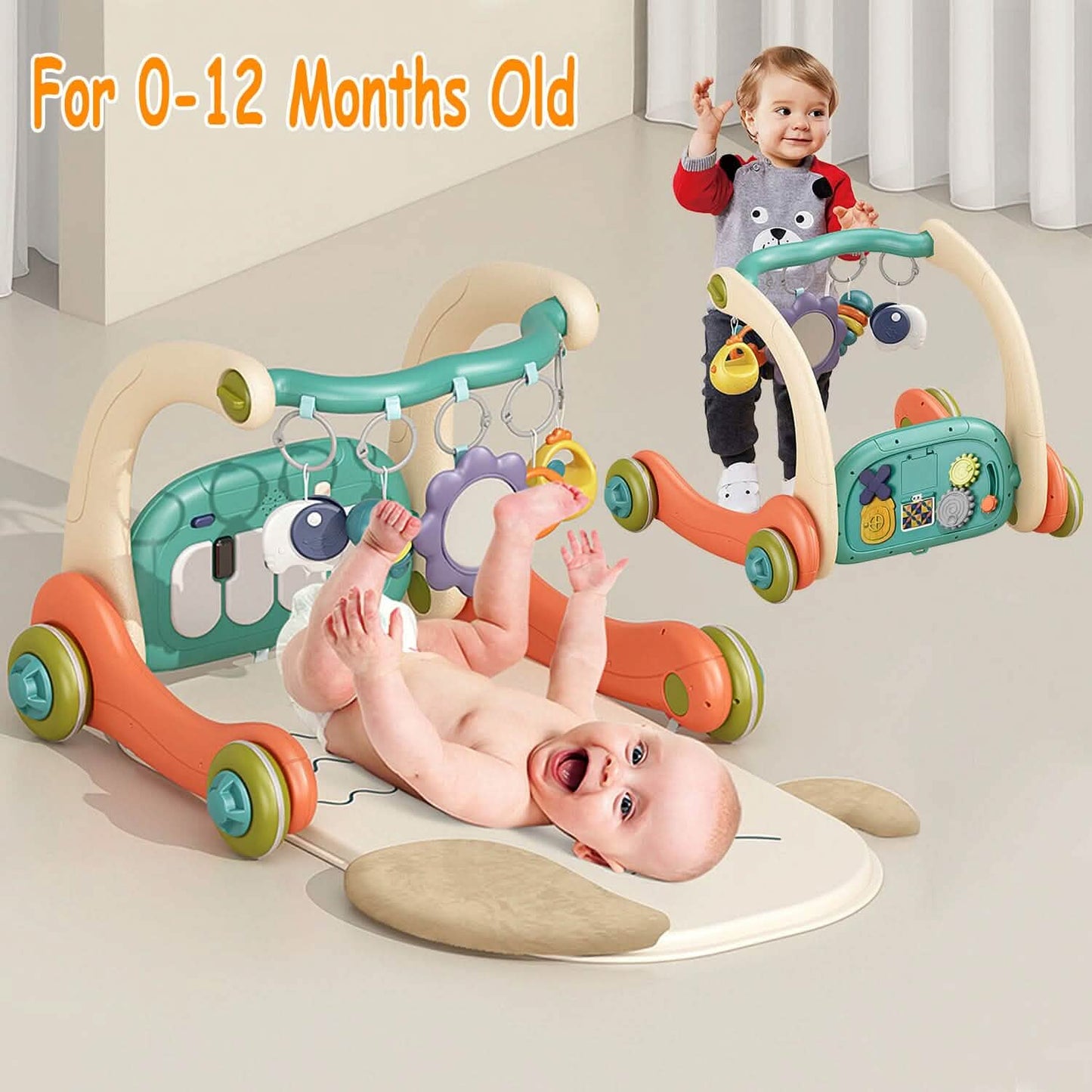 3-in-1 Baby Gym Playmat with Learning Walker for 0-12 Months Old DailySale