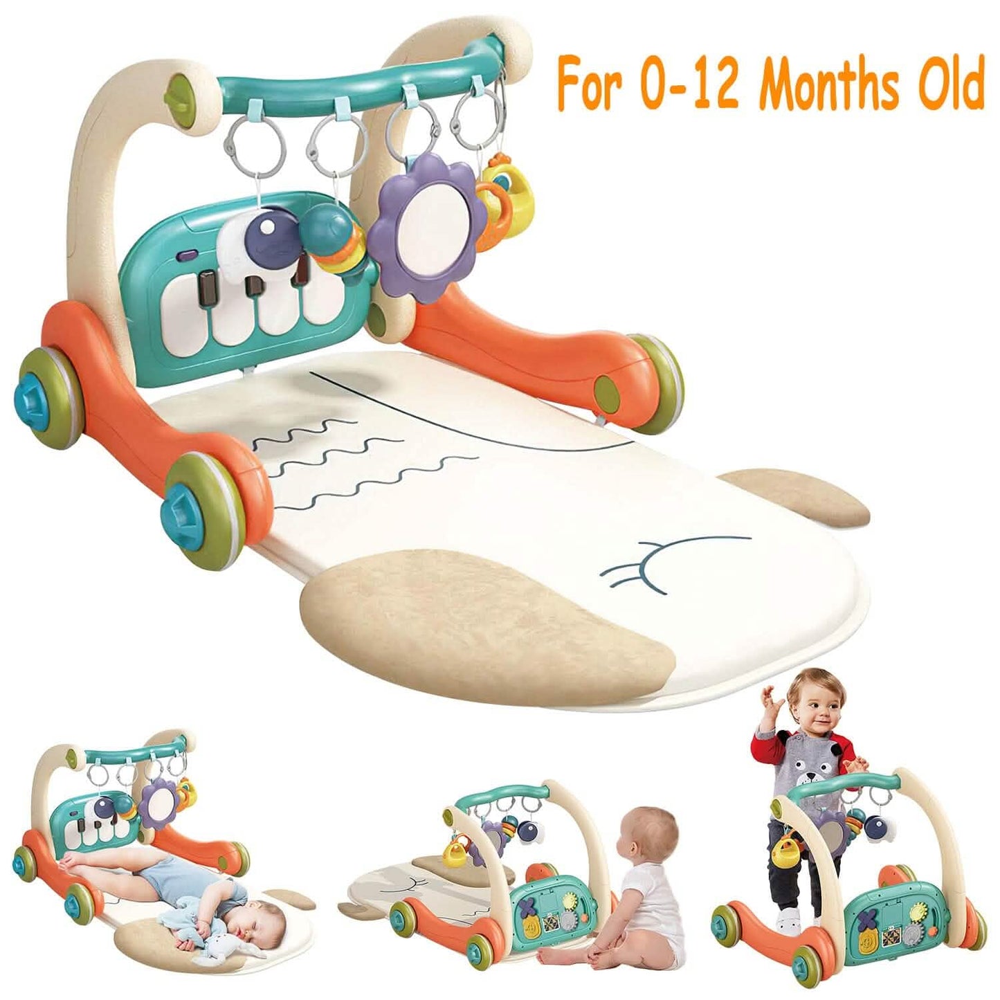 3-in-1 Baby Gym Playmat with Learning Walker for 0-12 Months Old DailySale