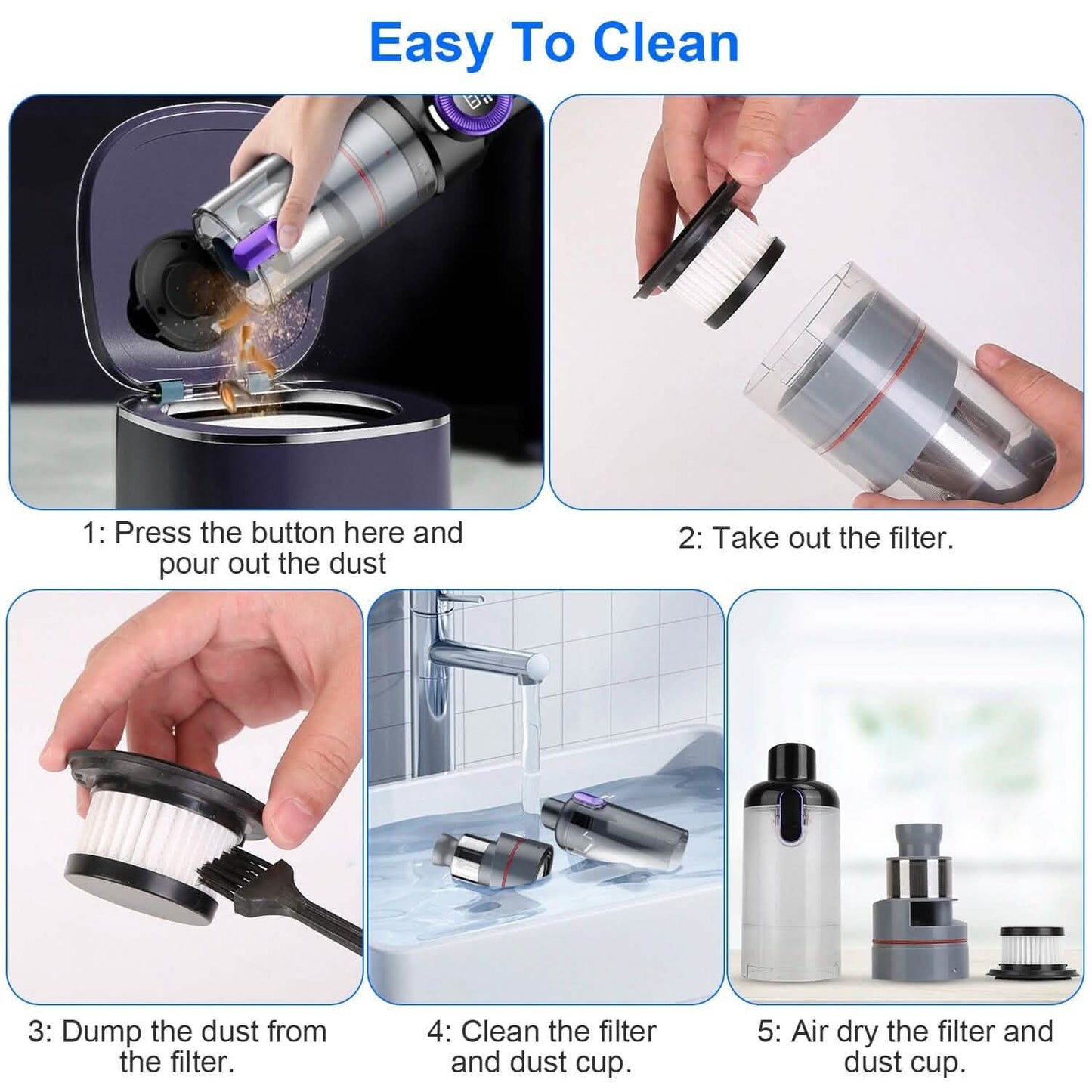 3-in-1 Handheld Cordless Car Vacuum Cleaner DailySale