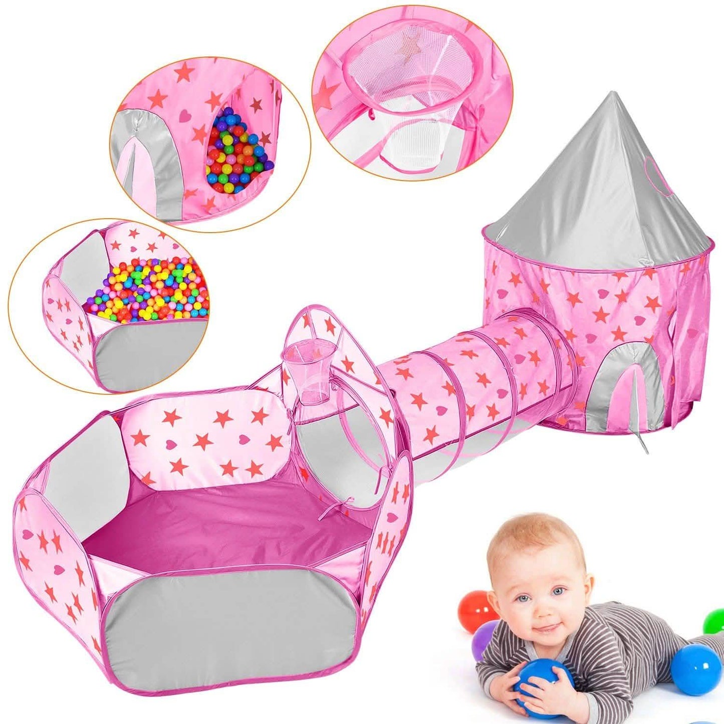3-in-1 Kids Play Tent Ball Pit Set DailySale