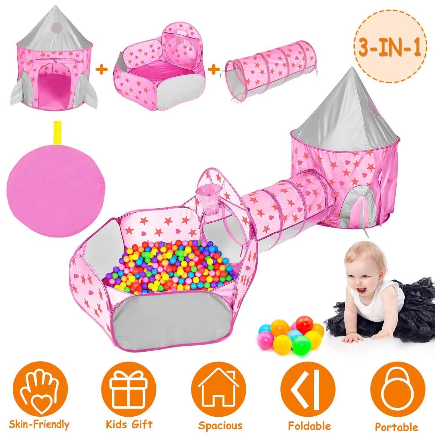 3-in-1 Kids Play Tent Ball Pit Set DailySale