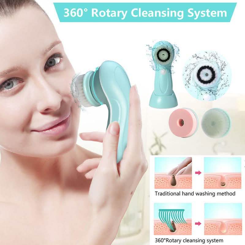 3-in-1 USB Rechargeable Facial Cleansing Brush Set Soft Scrubber Face Exfoliating DailySale
