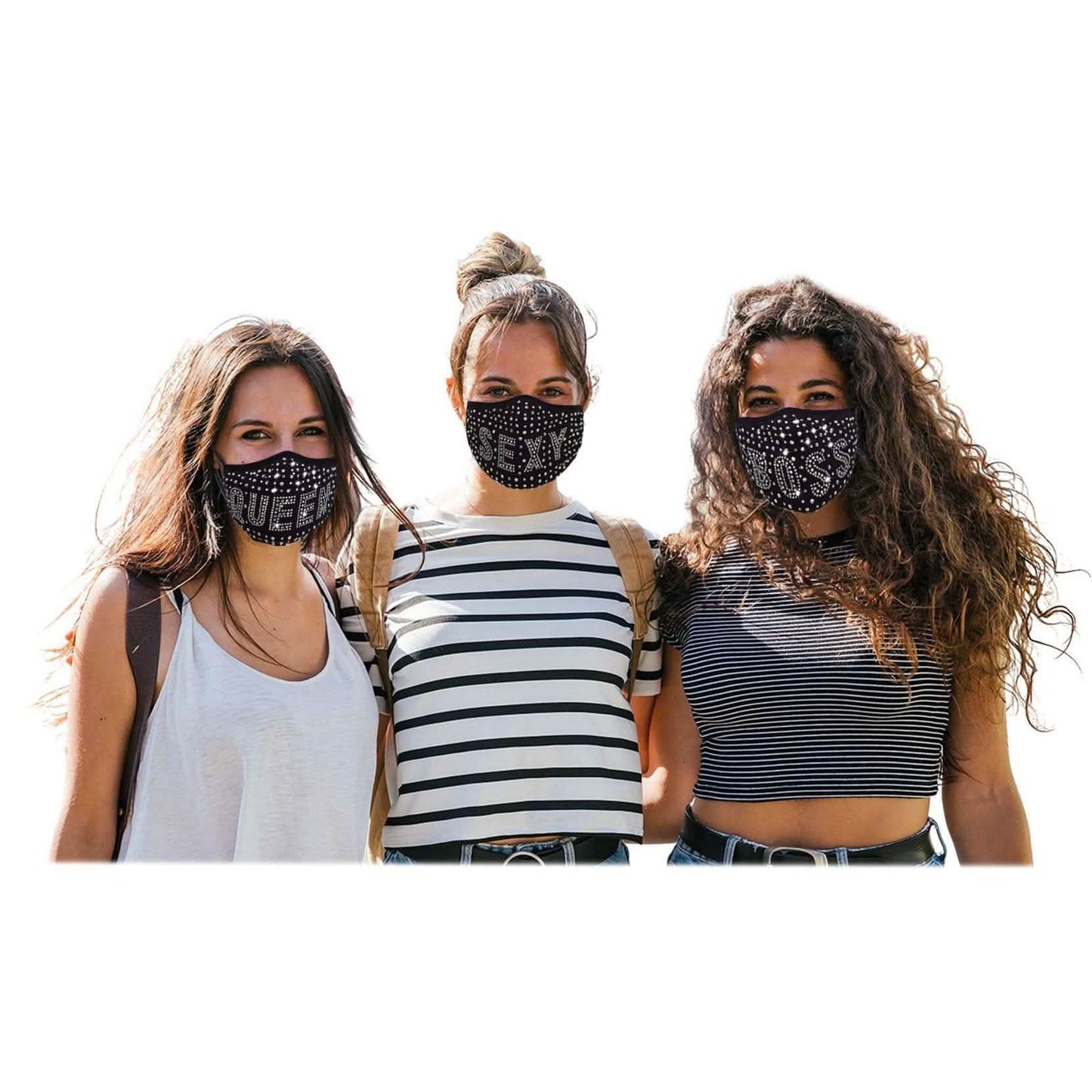3-Pack: All the Blings Rhinestone Cotton Face Mask DailySale
