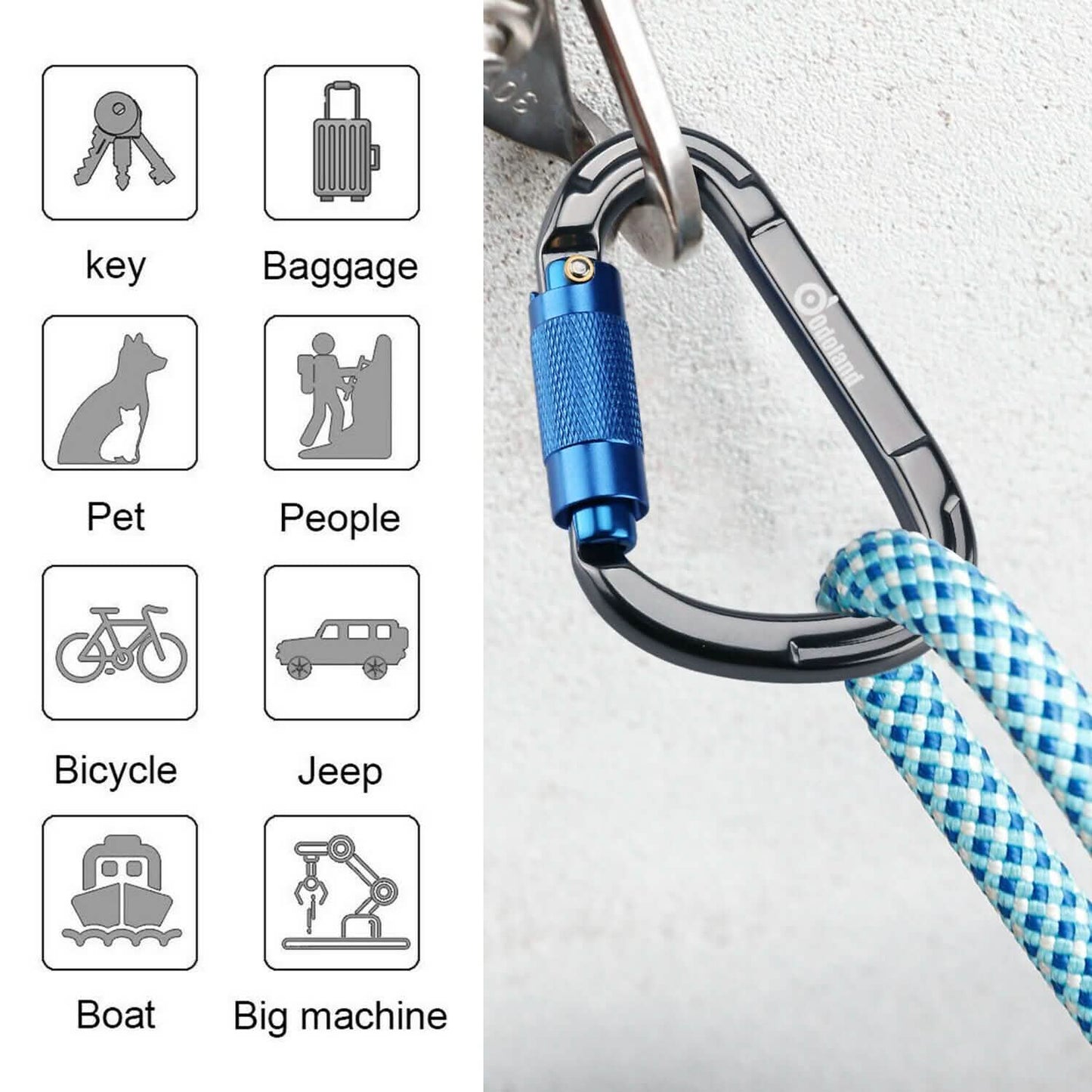 3-Pack: Auto Locking Rock Climbing Carabiner Clips Heavy Duty Caribeaners D-Shaped DailySale
