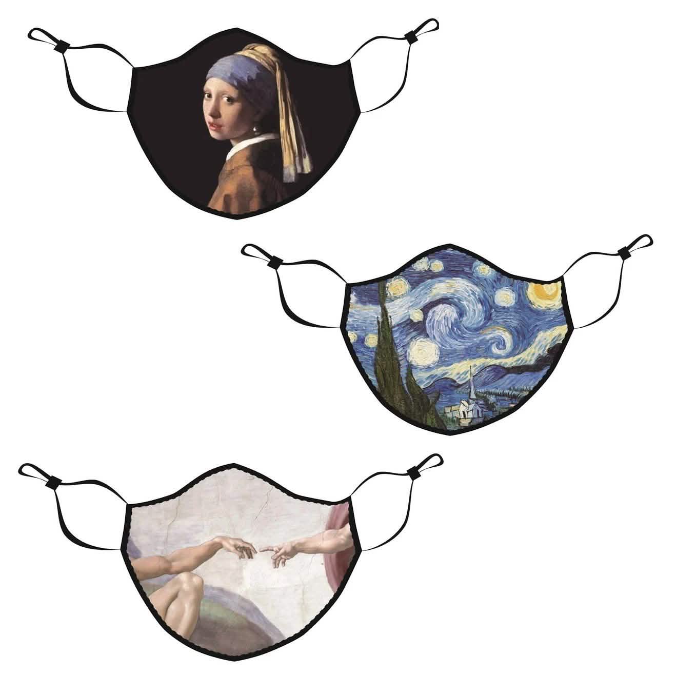 3-Pack: Famous Art Paintings Reusable and Washable 2-Layer Non-Medical Face Mask DailySale