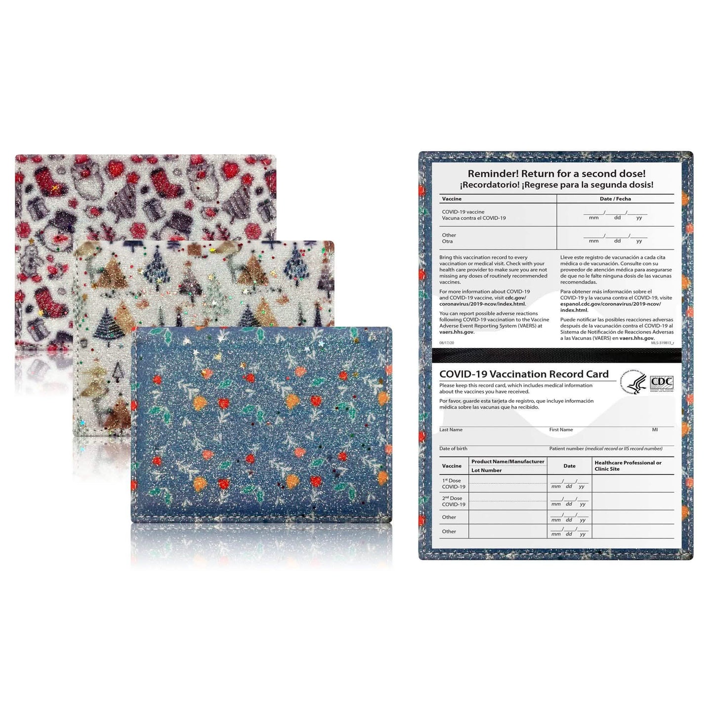 3-Pack: Faux Leather Holiday Themed CDC Vaccination Card Holder DailySale