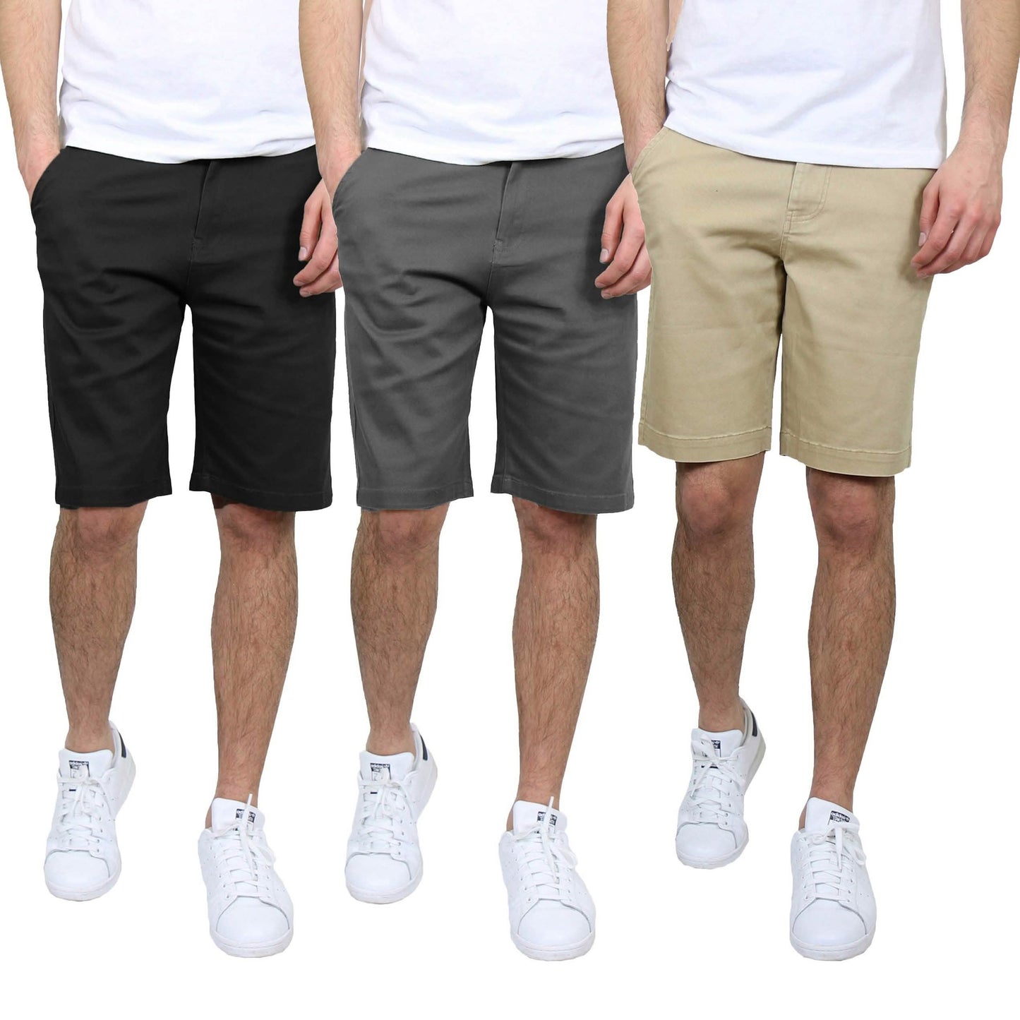 3-Pack: Men's 5-Pocket Flat-Front Slim-Fit Stretch Chino Shorts DailySale