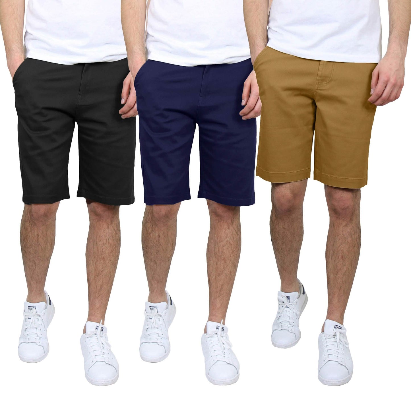 3-Pack: Men's 5-Pocket Flat-Front Slim-Fit Stretch Chino Shorts DailySale